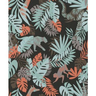 BN #Smalltalk 219304 trópusi dzsungel fekete mentazöldnarancs  tapéta