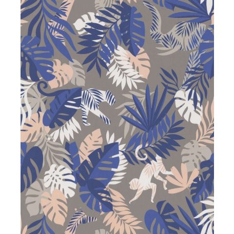 BN #Smalltalk 219305 trópusi dzsungel szürkésbarna kék tapéta