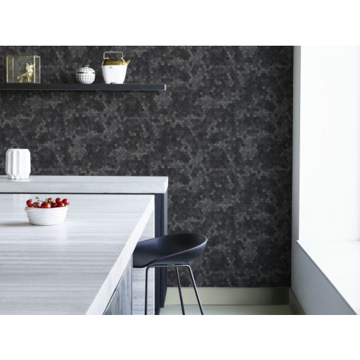 BN Dimensions by Edward van Vliet 219585 Geometrikus kis hatszögek színátmenettel fekete és szürke árnyalatok tapéta