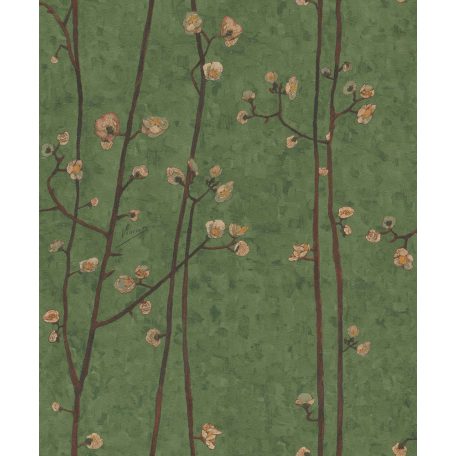 BN Van Gogh 2, 220024  Natur virágos rügyedező nyíló virágok sötétzöld szines tapéta