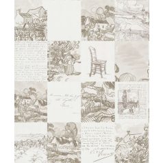   BN Van Gogh 2, 220030 Natur etno németalföldi életképek csempemintába rendezve bézs barna fehér tapéta