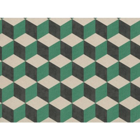 BN Cubiq 220364 Geometrikus 3D térbeli kockák halmaza bézs zöld fekete tapéta