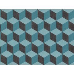   BN Cubiq 220366 Geometrikus 3D térbeli kockák halmaza kék türkizkék fekete tapéta
