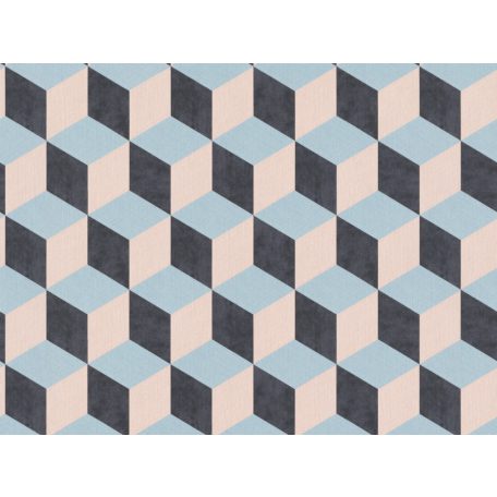 BN Cubiq 220368 Geometrikus 3D térbeli kockák halmaza kék rózsaszín fekete tapéta