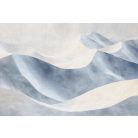 Felnagyított "folyékony" hullámformák organikus hatású akvarell panorámája porcelánfehér kék és szürkéskék tónus falpanel