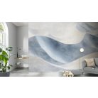 Felnagyított "folyékony" hullámformák organikus hatású akvarell panorámája porcelánfehér kék és szürkéskék tónus falpanel