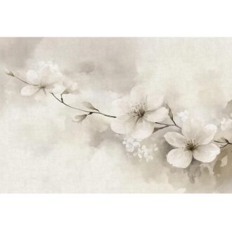   Egy szál cseresznyevirág ennyi csak mit adhatok - akvarell óriás szirmok bézs/homokszín szürkésbézs és krémfehér tónus falpanel