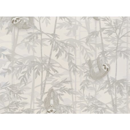 BN Doodleedo 220710 HANGING IN THERE Gyerekszobai bambuszfákon csüngő koalák fehér szürke ezüst tapéta