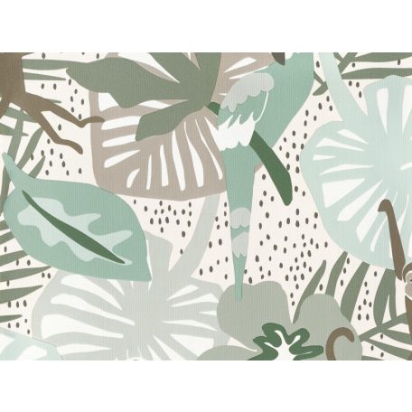 BN Doodleedo 220722 HIDE AND SEEK Gyerekszobai nagymacskák bújócskáznak a dzsungelben fehér bézs zöld barna szürke tapéta