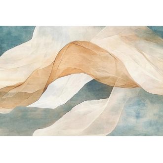   Selyemfátylak ívelnek egymásba organikus hullámokban freskó háttéren tealzöld bézs homokbarna és krémfehér tónus falpanel