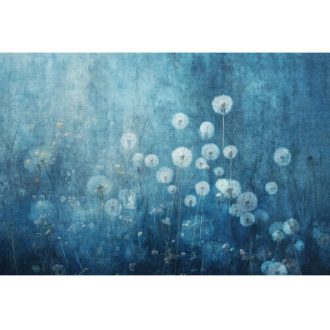   "Éjszakai" rét koptatott karcolt felületű háttéren panoráma kék/sötétkék aranysárga fekete és ezüstös-fehér tónus falpanel