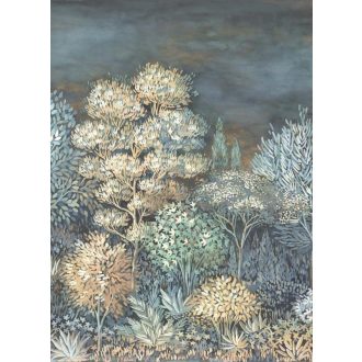   Pompás természeti kép - Idilli erdőrészlet kék szürke kékeszöld bézs és szürke tónus falpanel