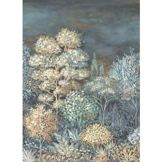   Pompás természeti kép - Idilli erdőrészlet kék szürke kékeszöld bézs és szürke tónus falpanel