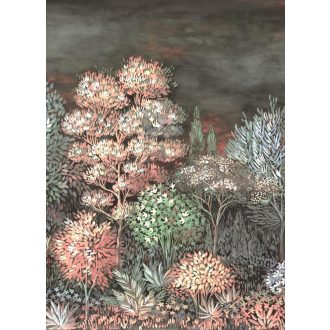   Pompás természeti kép - Idilli erdőrészlet kék zöld mályva rózsaszín fehér és szürke tónus falpanel