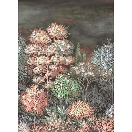 Pompás természeti kép - Idilli erdőrészlet kék zöld mályva rózsaszín fehér és szürke tónus falpanel