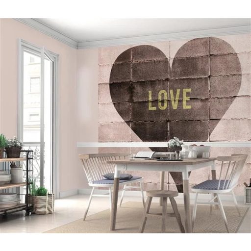 Nincs kőből a szived! Vagy mégis? Szerelmes szív betonlapokon rózsaszín sötétbarna/fekete és arany tónus falpanel