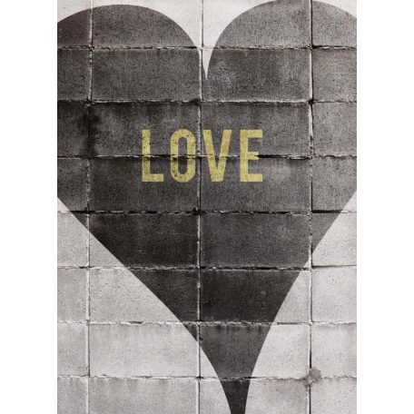 Nincs kőből a szived! Vagy mégis? Szerelmes szív betonlapokon monokróm - fehér szürke és fekete tónus falpanel