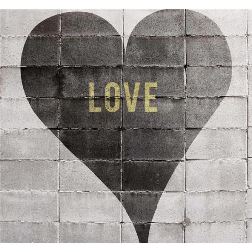 Nincs kőből a szived! Vagy mégis? Szerelmes szív betonlapokon monokróm - fehér szürke és fekete tónus falpanel