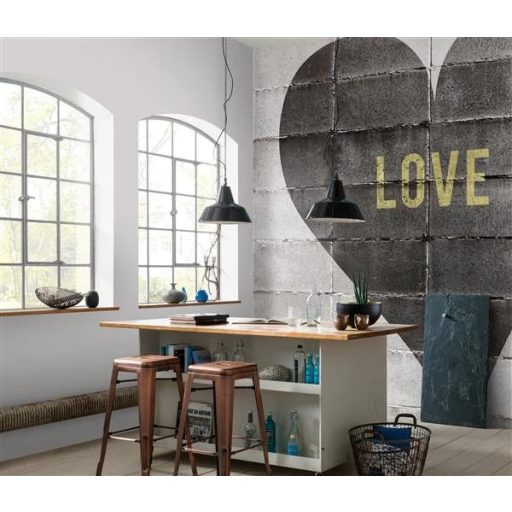 Nincs kőből a szived! Vagy mégis? Szerelmes szív betonlapokon monokróm - fehér szürke és fekete tónus falpanel