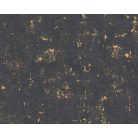 Kopott hatású vakolatminta fémes kiemelésekkel gazdagítva fekete/antracit és arany fémes hatás tapéta