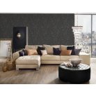 Kopott hatású vakolatminta fémes kiemelésekkel gazdagítva fekete/antracit és arany fémes hatás tapéta