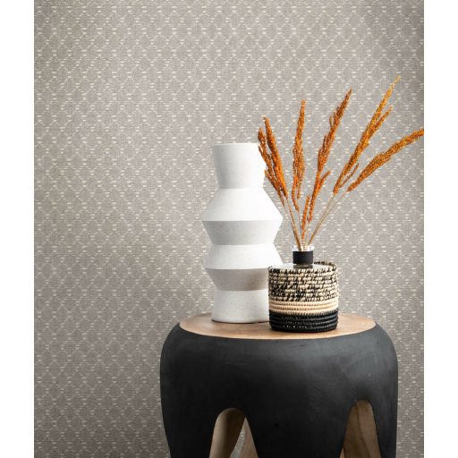 Egzotikus Ikat textil designminta szürke szürkésbézs és krém tónus tapéta