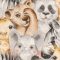 Rasch Bambino XIX 252521 Gyerekszobai Mancsokat fel! barátságos tekintetű állatok fehér szürke bézs barna fekete tapéta