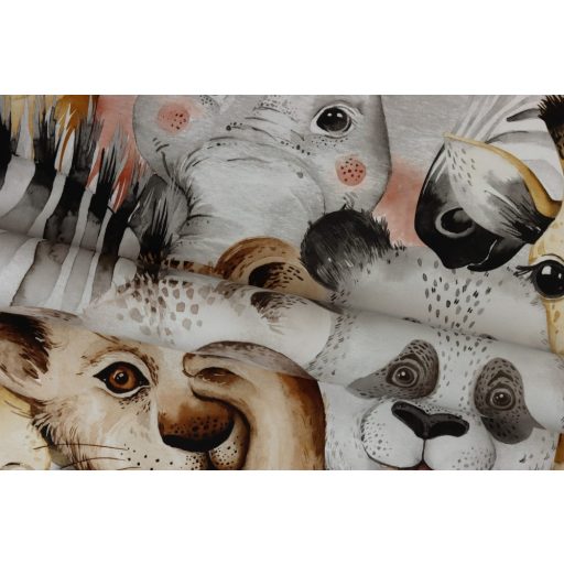 Rasch Bambino XIX 252521 Gyerekszobai Mancsokat fel! barátságos tekintetű állatok fehér szürke bézs barna fekete tapéta