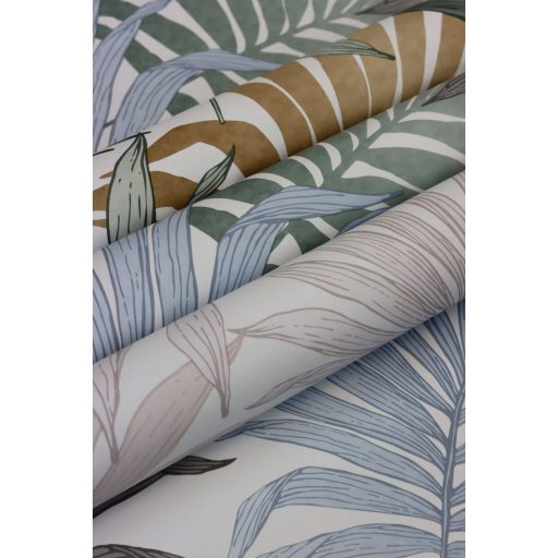 Rasch Bambino XIX 252644 Gyerekszobai természetes friss karakter szines levelek fehér világoskék zöld szürkésbarna tapéta