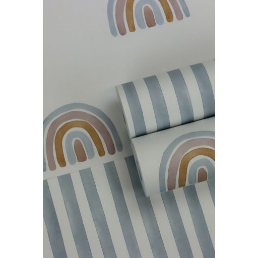 Rasch Kids World/Bambino XIX 252743 Gyerekszobai Akvarell csíkos fehér világoskék tapéta