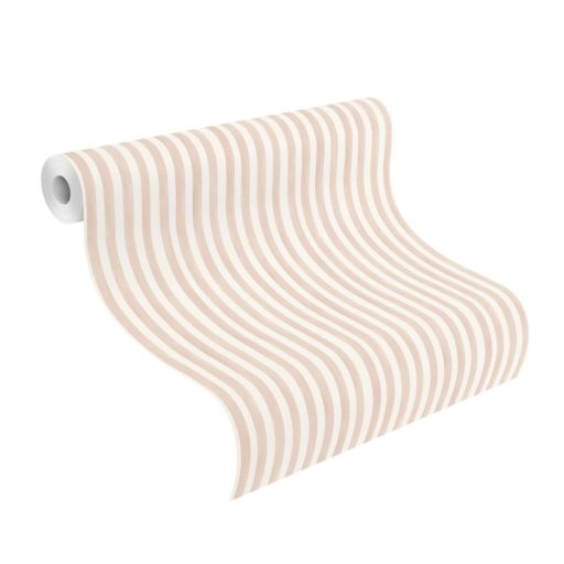 Rasch Kids World/Bambino XIX 252774 Gyerekszobai Akvarell csíkos fehér agyagbarna tapéta