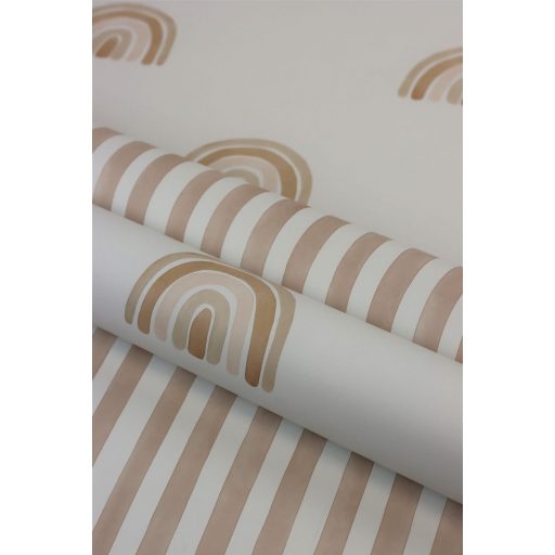 Rasch Kids World/Bambino XIX 252774 Gyerekszobai Akvarell csíkos fehér agyagbarna tapéta