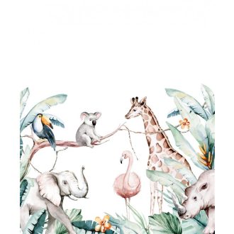   Rasch Bambino XIX 253313 Gyerekszobai Állatsereglet a trópusokon fehér zöld barna szines falpanel