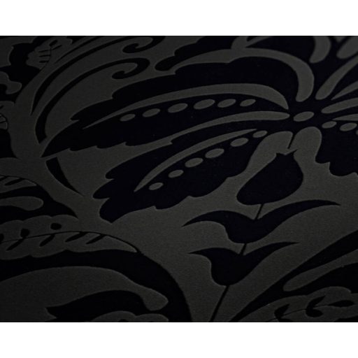 As-Creation Flock 3/Black is Beautiful 2554-26 Klasszikus barokk díszítőminta fényes dombornyomással fekete és sötétszürke tapéta