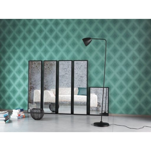 Casadeco Empire State 26766130 DIAMOND BLEU EMERAUDE Design geometrikus sejtelmes rombuszok smaragdzöld/kék árnyalatok tapéta