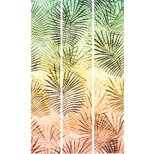 Lutece California Nostalgie 21170204 DECOR MURAL GRANDES FEUILLES Natur trópusi nagyméretű pálmalevelek sárga zöld narancs terra fekete falpanel