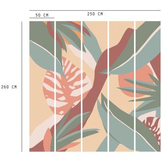   Lutece California Nostalgie 27200105 FEUILLAGE GRAPHIQUE PÉCHE Natur Grafikus lombozat levelek őszibarackszín szines falpanel