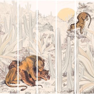   Lutece California Nostalgie 27200207 FELINS BEIGE Natur Nagymacskák krém bézs sárga barna falpanel