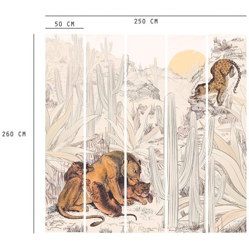 Lutece California Nostalgie 27200207 FELINS BEIGE Natur Nagymacskák krém bézs sárga barna falpanel