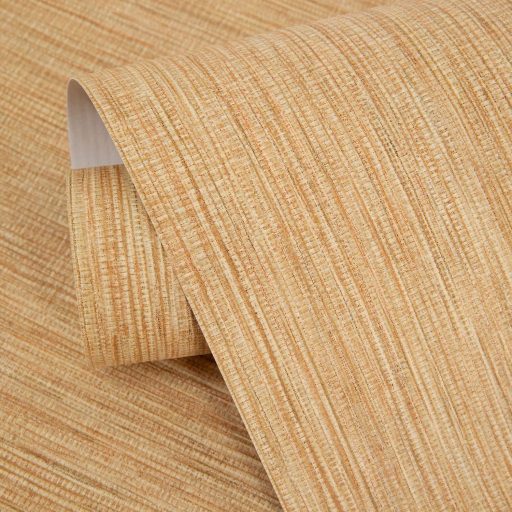 Természetes lenszövet hatású strukturált minta aranybarna - mézbarna krém és barna tónus tapéta