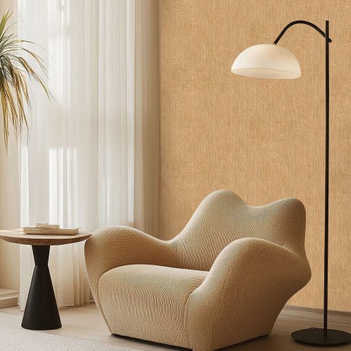 Természetes lenszövet hatású strukturált minta aranybarna - mézbarna krém és barna tónus tapéta