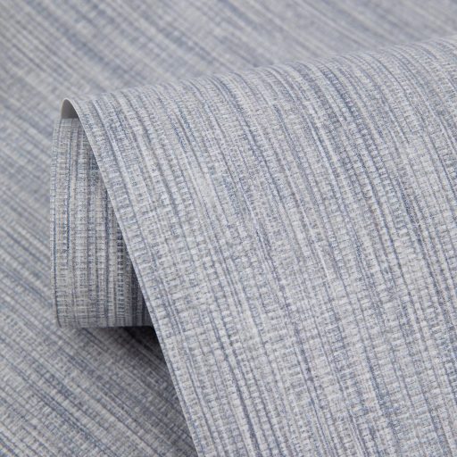 Természetes lenszövet hatású strukturált minta kék/szürkéskék/acélkék fehér és világosszürke tónus tapéta