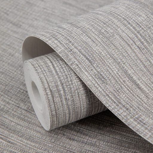 Természetes lenszövet hatású strukturált minta szürke szürkésbarna barna sötétszürke és krémszín tónus tapéta