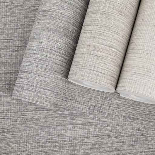 Természetes lenszövet hatású strukturált minta szürke szürkésbarna barna sötétszürke és krémszín tónus tapéta