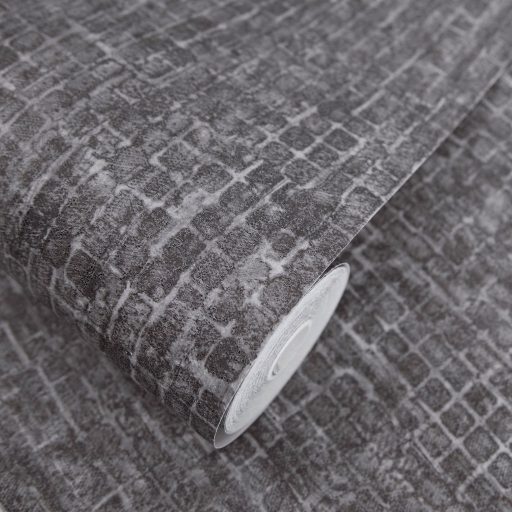 Kopott szőnyegre emlékeztető szabálytalan változatos árnyalatú négyzetek mintája antracitszürke és gránitszürke tónus tapéta