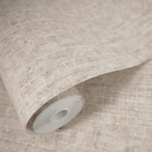 Kopott szőnyegre emlékeztető szabálytalan változatos árnyalatú négyzetek mintája világosbézs/homokszín tónus tapéta