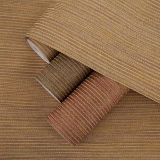 Természetes elegancia megtestesítője! Függőleges vonalvezetésű texturált minta meleg aranybarna és krémszín tónus tapéta