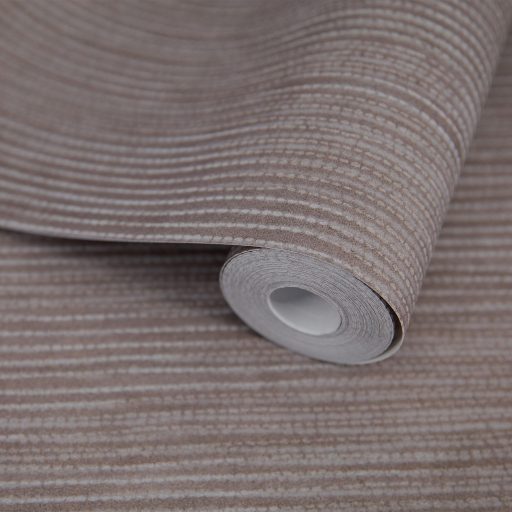 Természetes elegancia megtestesítője! Függőleges vonalvezetésű texturált minta padlizsánlila és szürkésbarna tónus tapéta