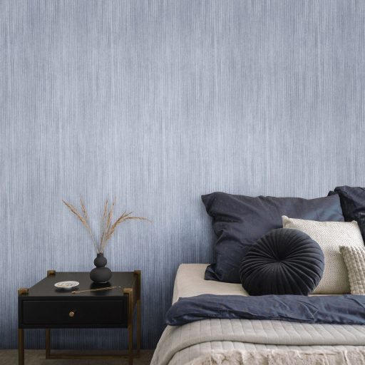 Természetes elegancia megtestesítője! Függőleges vonalvezetésű texturált minta kék/szürkéskék és fehér tónus tapéta