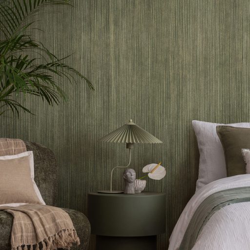 Természetes elegancia megtestesítője! Függőleges vonalvezetésű texturált minta friss zöld tónus tapéta